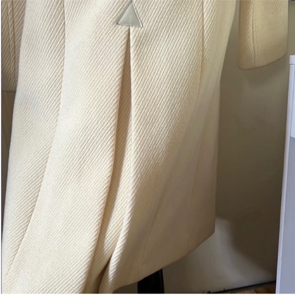 Mackage | Women’s Size S Cream Wool Coat with Leather Trim Accents + Belt - Picture 9 of 14